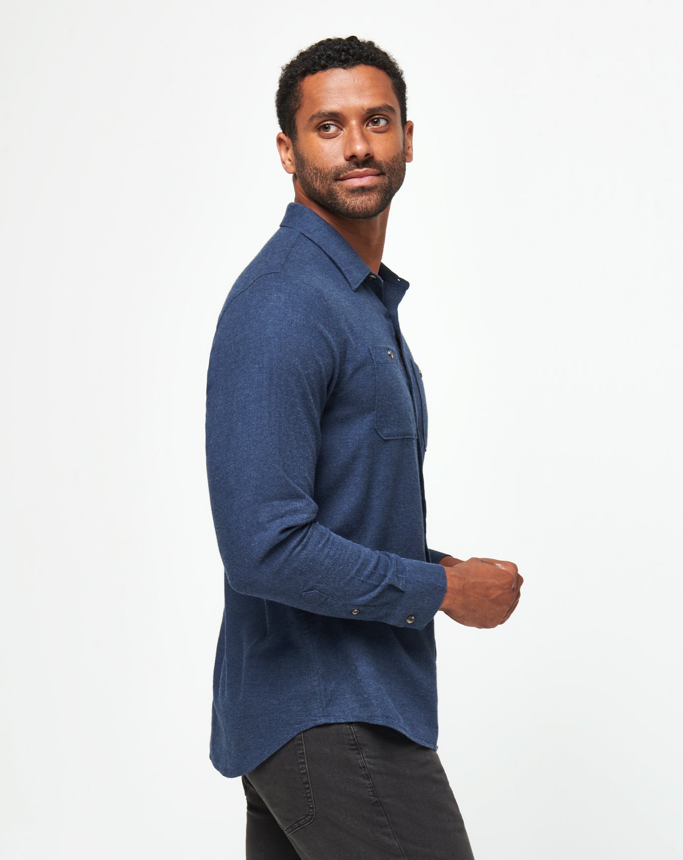 Cloud Flannel Button-Up