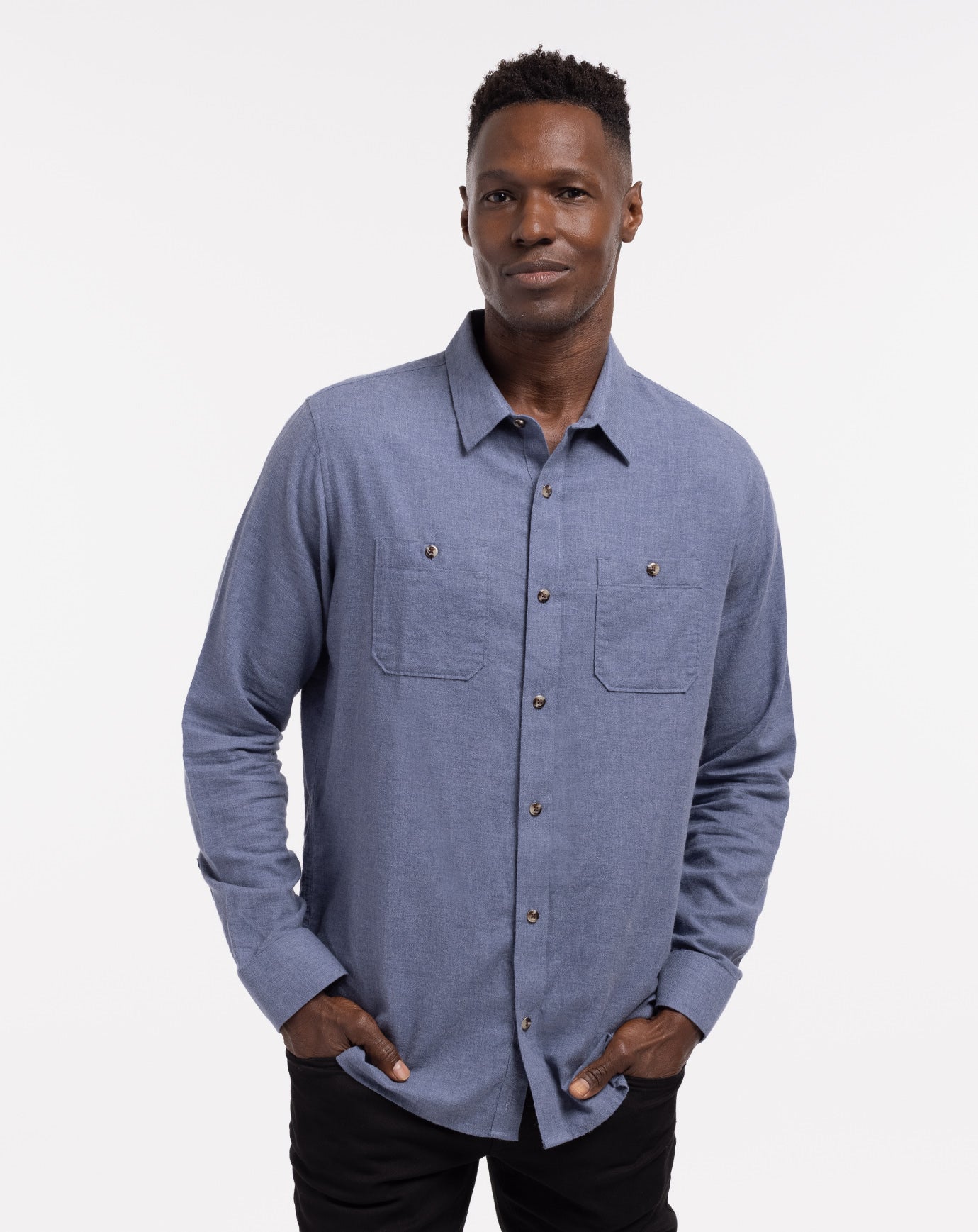 Cloud Flannel Button-Up
