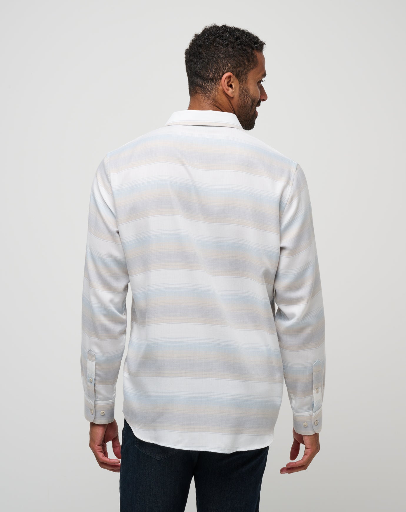 Cloud Flannel Stripe Button-Up