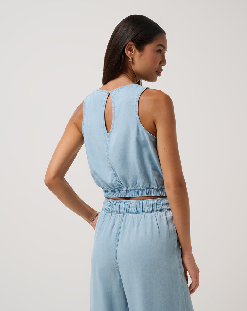 Chambray Ruched Tank