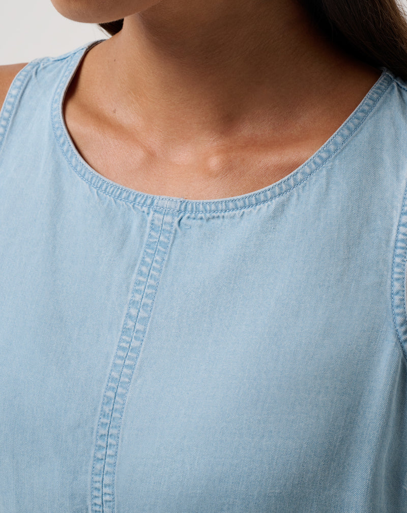 Chambray Ruched Tank