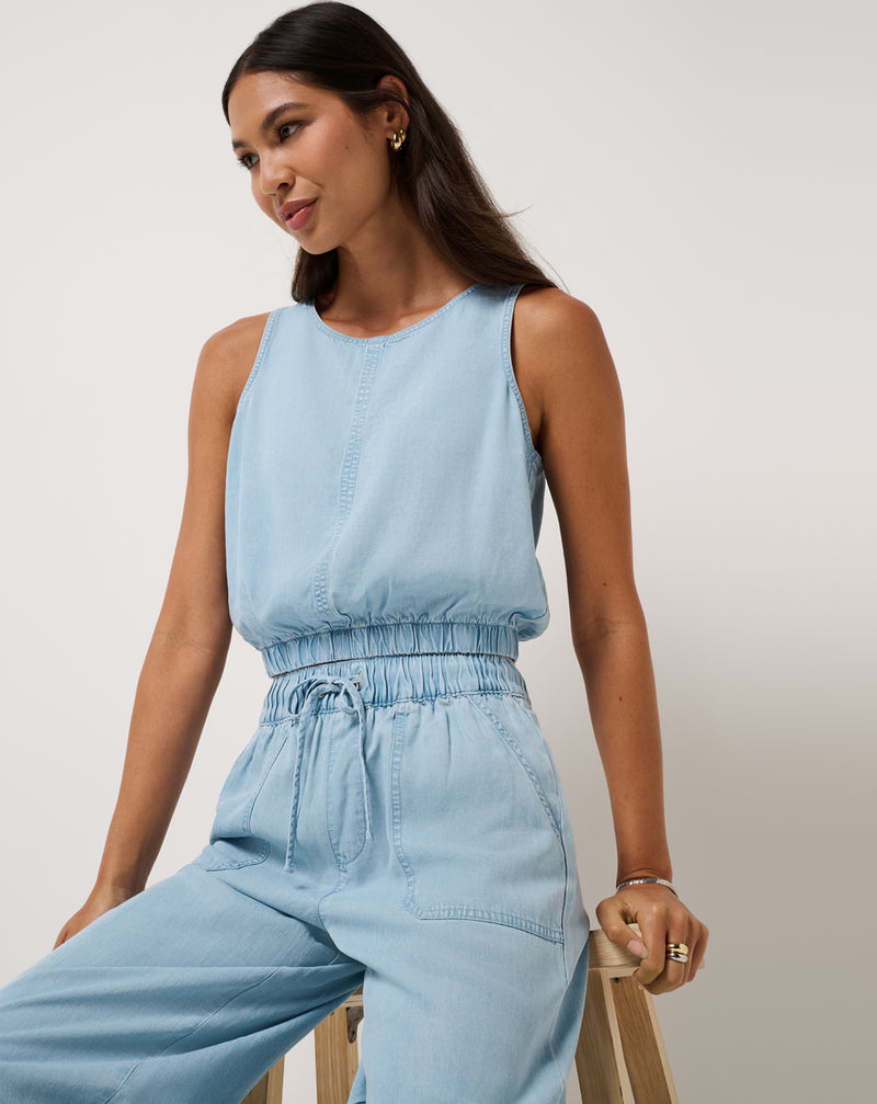 Chambray Ruched Tank