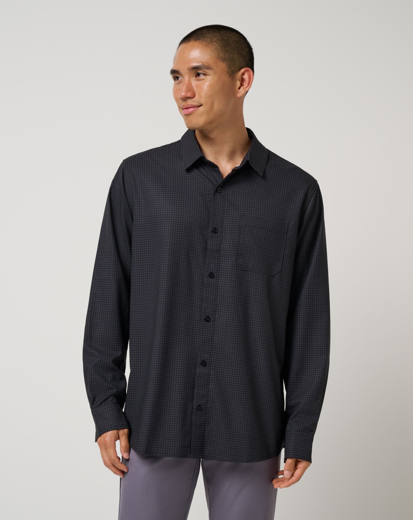 Techwoven Cross Check Long Sleeve Button-Up