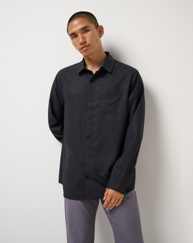 Techwoven Cross Check Long Sleeve Button-Up