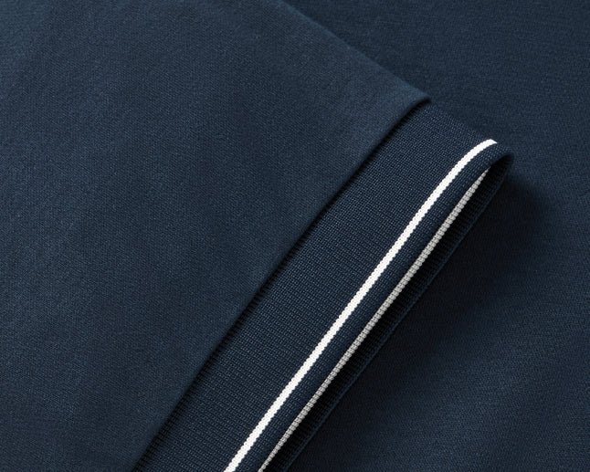 Ribbed Collar & Sleeves with Contrast Details
